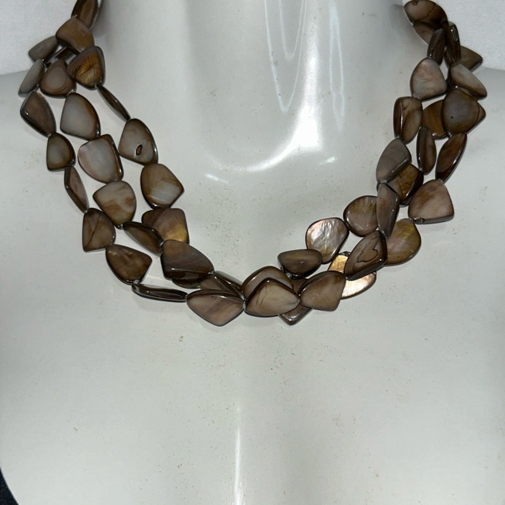 Source Unknown‎ Layered Brown Stone Necklace